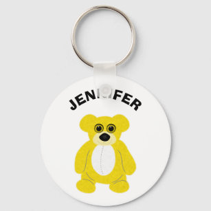 Llavero Gráfica de oso de peluche amarillo personalizada