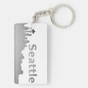 Llavero Gráfica del horizonte de Seattle en blanco y negro