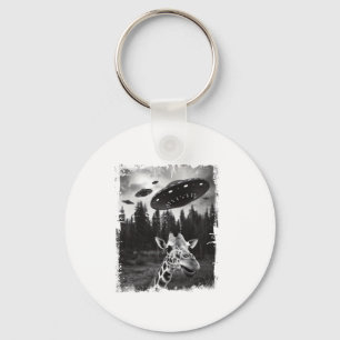 Llavero Gráfica divertida Giraffe UFO Zoo Animal Weird Mem