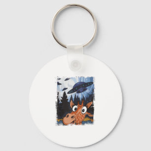 Llavero Gráfica divertida Giraffe UFO Zoo Animal Weird Mem