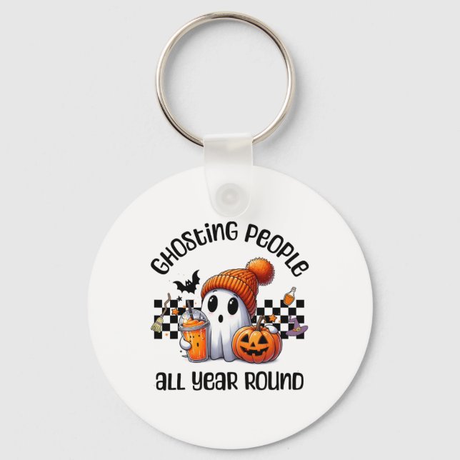 Llavero Gráfica graciosa y espeluznante Fantasma Halloween (Anverso)