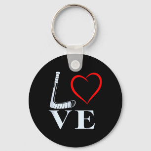 Llavero Gráfico de corazón de amor de hockey para fanático