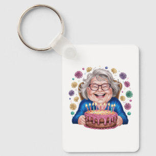 Llavero Gráfico de cumpleaños de la abuela con gafas felic