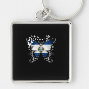 Llavero Gráfico de mariposa en la bandera de El Salvador