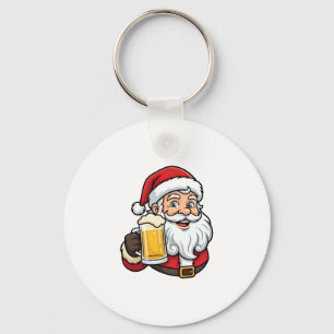 Llavero Gráfico de Navidad de Papá Noel bebiendo cerveza