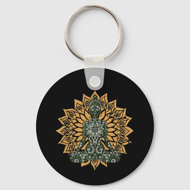 Llavero Gráfico de Yoga Lotus Pose Zen (Anverso)