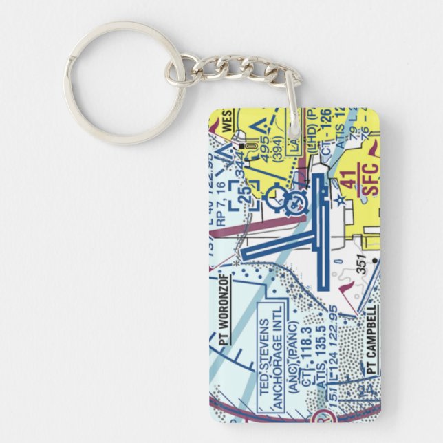 Llavero Gráfico del aeropuerto de Ted Stevens Anchorage/di (Frente)