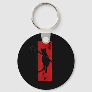 Llavero Gráfico del gato japonés samurai Ninja Kawaii Tatt