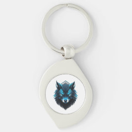 Llavero Gráfico del lobo cibernético azul