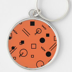 Llavero gráfico Memphis naranja, divertido, de moda y geom