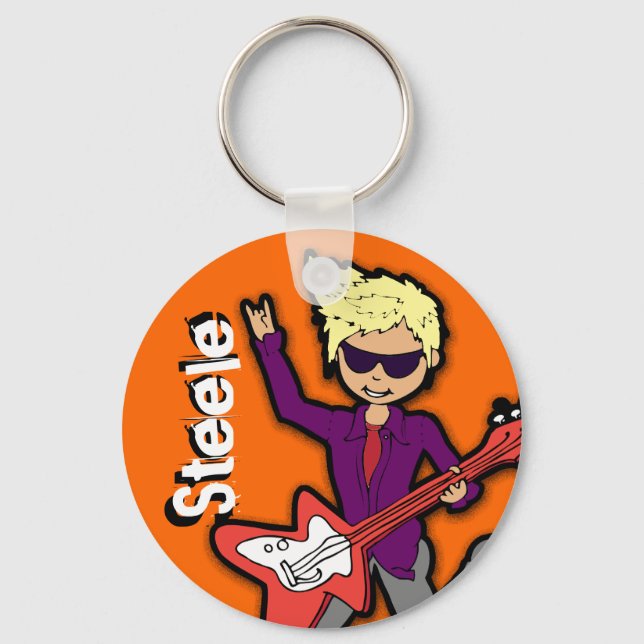 Llavero Gráfico naranja "Soy Rockstar" llamado keychain (Anverso)