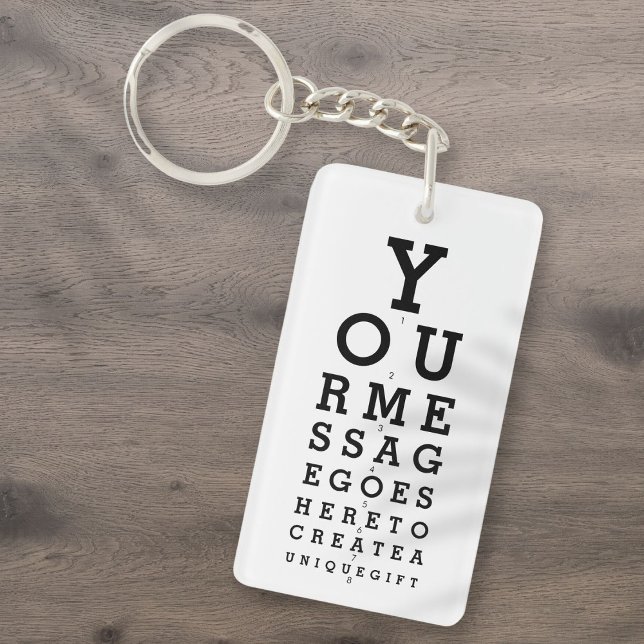 Llavero Gráfico óptico Cree su propio mensaje (Optician Chart Create Your Own Message Keychain)