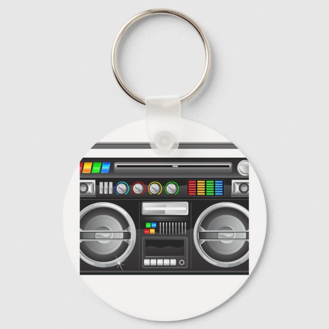 Llavero gráfico retro boombox ghetto blaster (Anverso)
