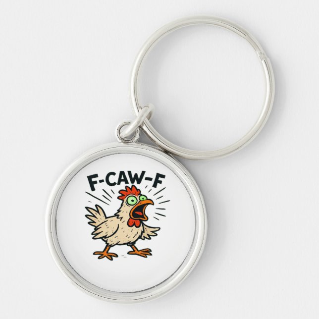 Llavero Gráfico Vintage de Pollo F-Caw-F (Frente)