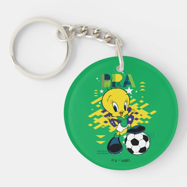 Llavero Gráficos de fútbol del equipo de Brasil con TWEETY (Frente)