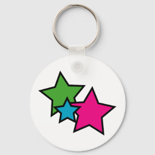 Llavero Gráficos Retro de Estrellas de Neón – Arte Pop de 