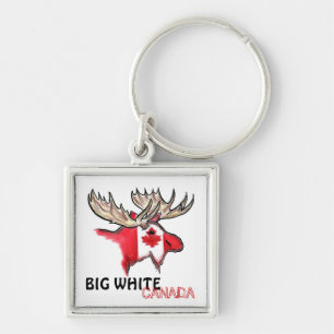 Llavero Gran bandera de arte de elenco de Canadá blanco ro