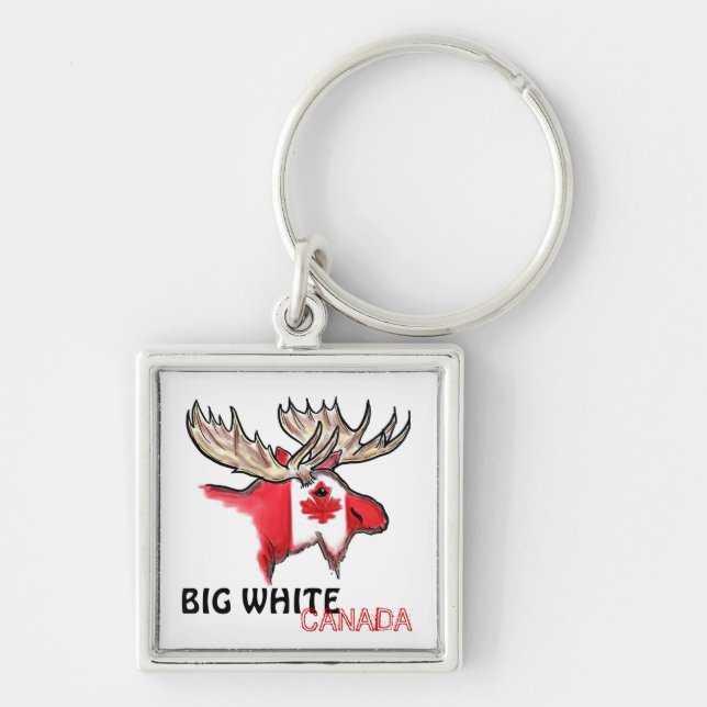 Llavero Gran bandera de arte de elenco de Canadá blanco ro (Frente)