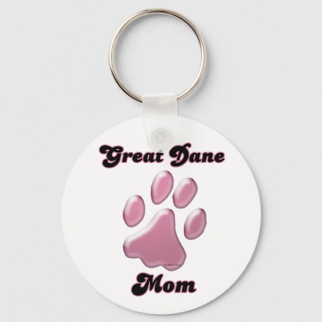 Llavero Gran cadena de claves Dane Mom Pink Pawprint (Anverso)