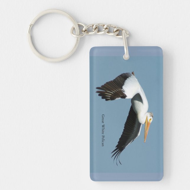 Llavero Gran cadena de teclas de rectángulo pelícano blanc (Frente)