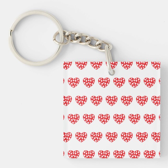 Llavero Gran Corazón Rojo Con Corazones Pequeños (Frente)