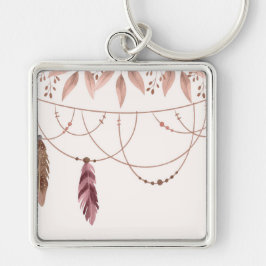 Llavero Gran Cuadrada Premium con estampado Boho (2")