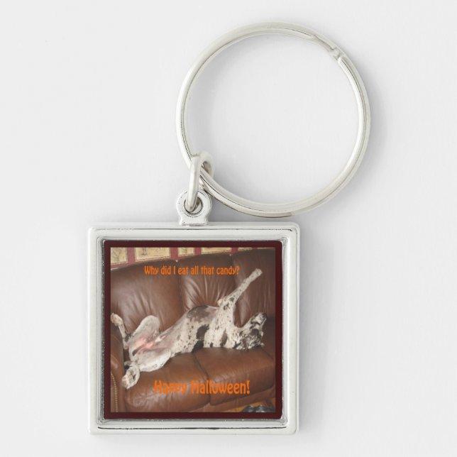 Llavero Gran Dane Ate Demasiado Vela Halloween (Frente)