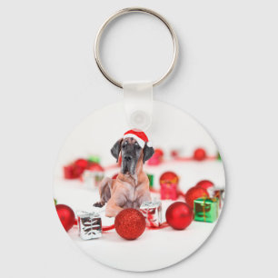 Llavero Gran Danés con Adornos de Navidad Regalos