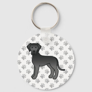 Llavero Gran Danés Negro Perro De Dibujos Animados Lindo