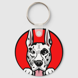 Llavero Gran diseño de cara de perro danés - Mascota lindo