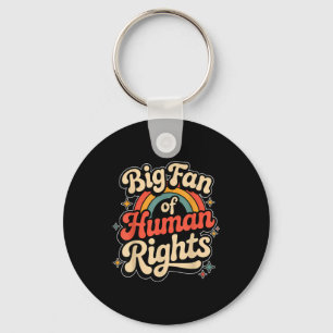 Llavero Gran fan de los derechos humanos - arcoíris retro