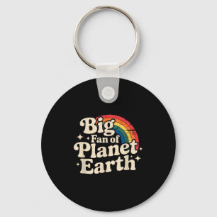 Llavero Gran fan del planeta tierra retro años 70 arcoíris