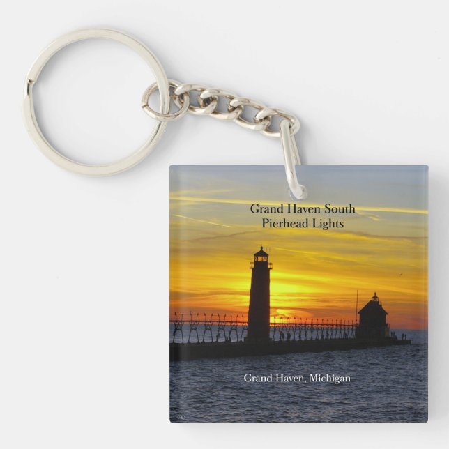 Llavero Gran Haven South Pierhead Lights Sunset Key (Frente)