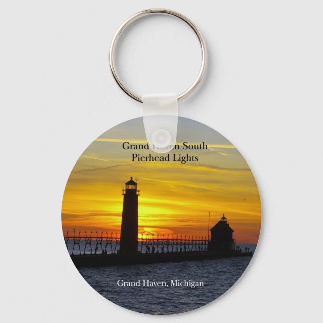 Llavero Gran Haven South Pierhead Lights Sunset Key (Anverso)