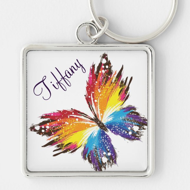 Llavero Gran Keychain cuadrado premium/mariposa (Frente)
