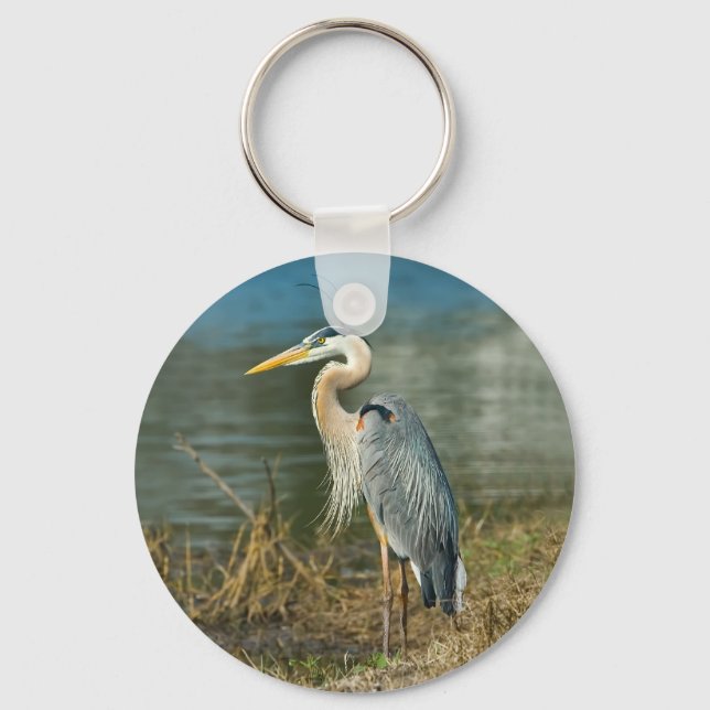 Llavero Gran Keychain de aves de garza azul (Anverso)