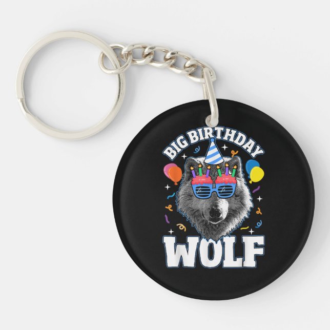 Llavero Gran Lobo de Cumpleaños para Lobos (Frente)