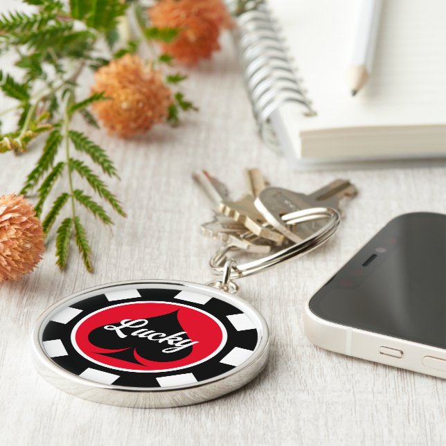 Llavero Gran moneda de chip de poker de Las Vegas personal (Lado)