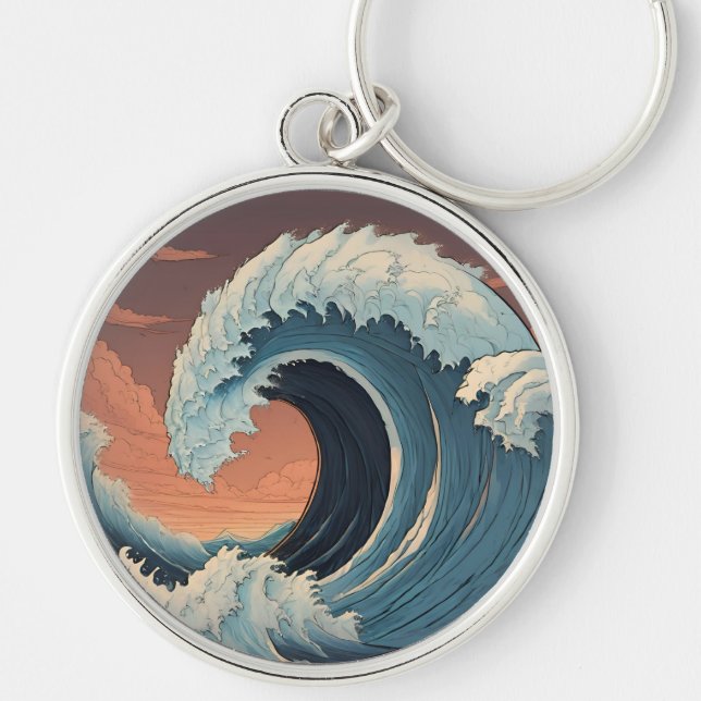 Llavero Gran ola de tsunami (Frente)