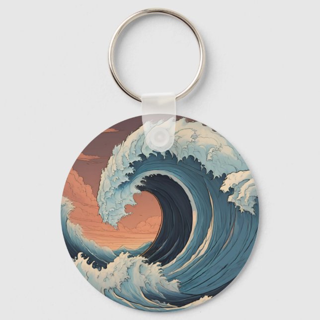Llavero Gran ola de tsunami (Anverso)