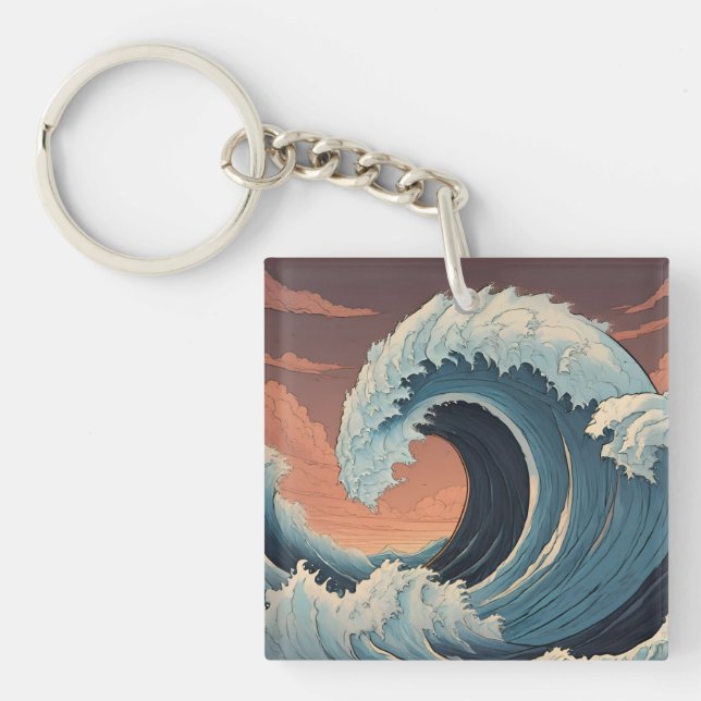 Llavero Gran ola de tsunami (Frente)