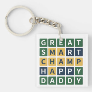 Llavero GRAN PAPÁ INTELIGENTE CAMPEÓN FELIZ Wordle Estilo