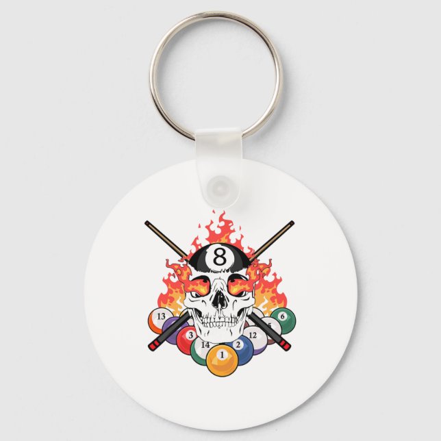 Llavero Gran Piscina Billiards Player Skull Billiard Cul (Anverso)