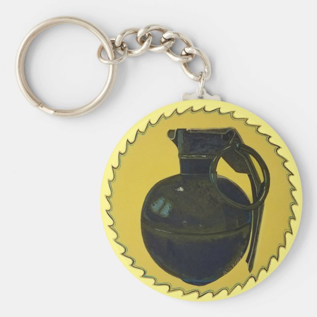 Llavero Granada en verde en amarillo (Frente)