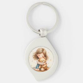 Llavero Grandes abrazos - Chica lindo abrazando oso de pel