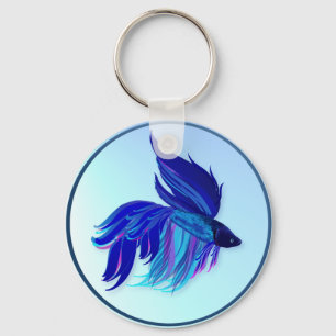 Llavero Grandes cadenas de peces azules siameses de combat