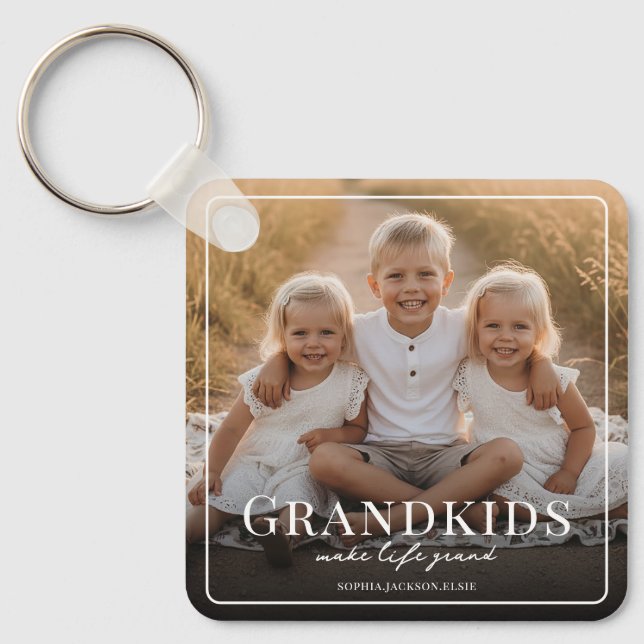 Llavero Grandkids Make Life Grand Grandparent Gift Photo (Anverso)