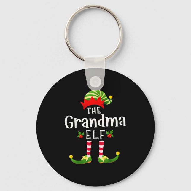 Llavero Grandma Christmas Elf Matching Pajama X-mas Party  (Anverso)