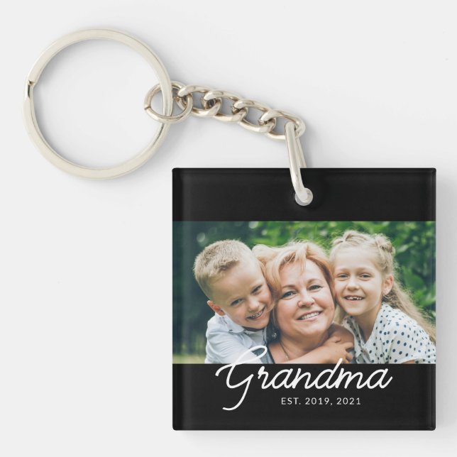 Llavero Grandma Established Script Photo Gift (Frente)