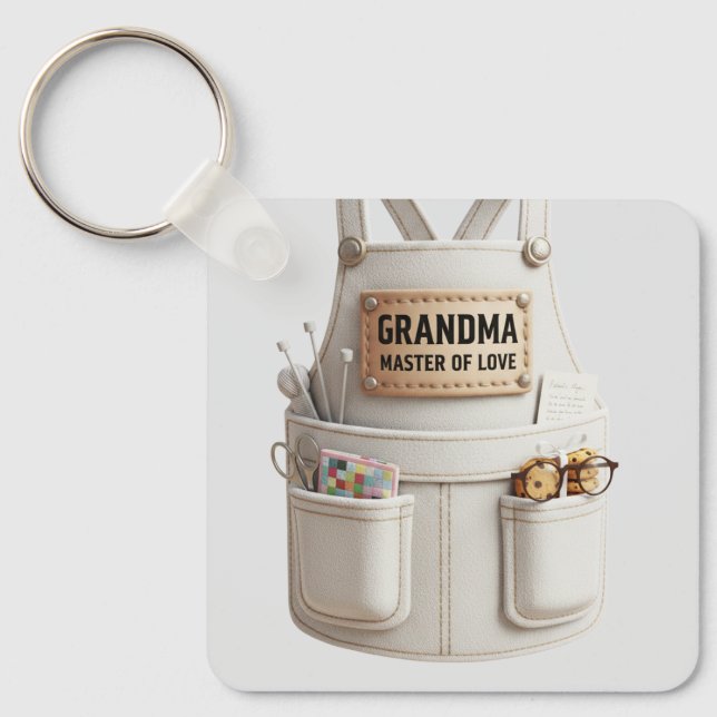 Llavero Grandma Master of Love Keychain –Cute Apron Design (Anverso)